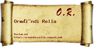 Ormándi Rella névjegykártya